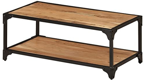 vidaXL Akazienholz Massiv Couchtisch Vintage-Stil Beistelltisch Wohnzimmertisch Kaffeetisch Sofatisch Teetisch Tisch Wohnzimmer 90x45x35cm
