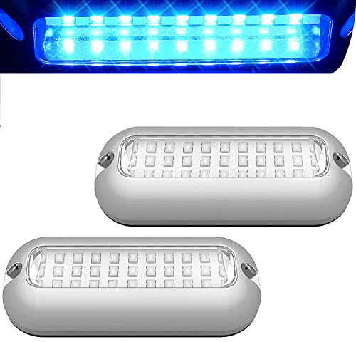 Greluma 2 Pz 27LEDs Luci subacquee per barche, pontoni marini Luca di poppa e coperta per barca in acciaio inossidabile IP68 impermeabile Luci da pesca a LED-Blu