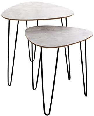 HAKU Beistelltisch 2er Set betonoptik schwarz MDF Metall Couchtisch klein - Maße: B 40/48 x H 43/48 x T 40/48 cm Style: Modern