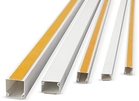 Lion Electric Kabelkanal Weiß Selbstklebend 16x16mm | 12x1m - Kabelschacht zum Verstecken von Kabel – Kabelabdeckung mit Schaumklebeband für Schreibtisch, Wand, Boden