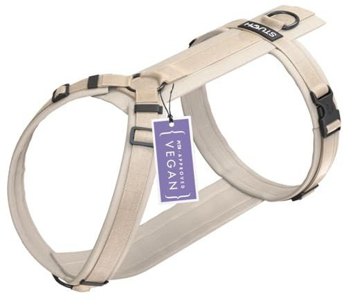 STUCH Y-Hundegeschirr gepolstert & verstellbar – formstabiles, Robustes Nylon Geschirr für kleine & große Hunde – 100% Vegan & PETA Zertifiziert, Farbe:Beige, Größe:XS