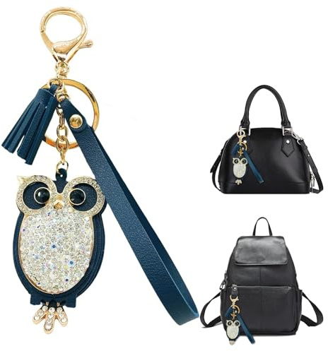 Molyorch Eule Taschenanhänger, Eule Design Schlüsselanhänger, Quaste Eulen Anhänger, für Schlüsselring Dekoration, Frauen Schlüsselbund, Dekorative Tasche (Marineblau)