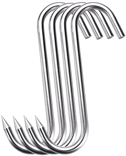 HONSHEN Ganci resistenti per carne, 12 mm, in acciaio inox, 25,4 cm, per lavorazione della carne, confezione da 4