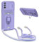YFSYLL Funda con Cuerda Compatible con Xiaomi Redmi Note 9 Pro/Note 9S,Ajustable Collar de Cuello Cordón Carcasa de Silicona,Protección de la cámara Funda,Anillo Soporte,Ranuras para Tarjetas,Púrpura