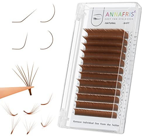 ANNAFRIS Farbige Wimpernverlängerung Braun 0.07 C 8-15mm Mix Wimpern Extensions Volumen Wimpern Bunte Wimpern (Brown 0.07-C Mix)