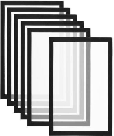 PATIKIL Cornice Magnetica per Foto A4, 6pz Portafoto Magnetici Autoadesivi, Cornice Magnetica Riutilizzabile a Doppia Faccia Opaca per Frigorifero Finestra Parete Opere Arte, Nero