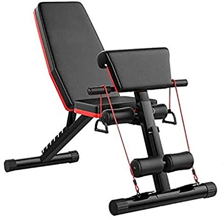 Roman Chair Hantelhocker, faltbare Trainingsbank, Sit-up-Schrägbank, flache Fly-Gewichtspresse, verstellbare Hantelbänke, Fitnessgerät, Schwarz und Rot
