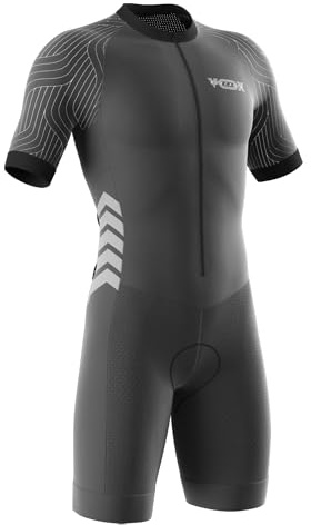 Triathlon Anzug Herren,Trisuit Einteiler,Einteiliges Radtrikot,Gepolstert einteilig Trisuit Bike Short Trisuit Einteiler für Wettkampf,Herren Fahrrad Skinsuit (Typ-12,L)