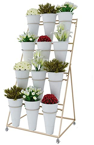asdchZen Blumenständer Für Drinnen Und Draußen, Mit Rädern, Moderner Blumenhalter Aus Metall Mit 12 Blumeneimern, Für Den Balkon Im Haus, Garten, Terrasse (78 X 65 X 150 cm)