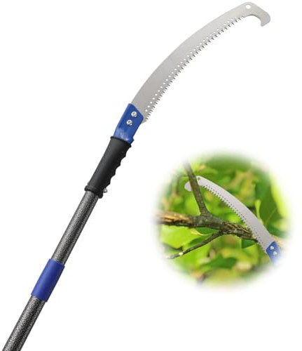 Starbover Pruning Saw Blue, Garden Saws Pruning Saws for Trees with Curved Blade, Pole Saw Long Reach 14FT for Trimmer Yard Garden Patios Trees Branches