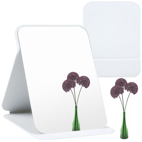Espejo de mesa plegable de viaje, color blanco, espejo plegable, espejo de maquillaje, espejo de viaje, para mesa, para el hogar y para viajes (25 x 18 cm)
