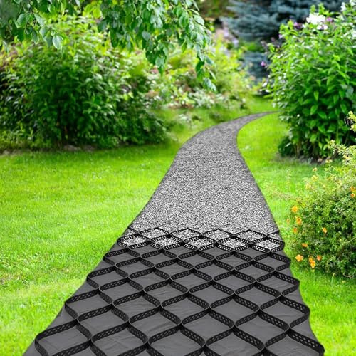 Grilles PerméAbles en PolyéThylèNe AlvéOlé De 5 cm De Hauteur, GéOcellules en PEHD, Stabilisateur De Pavage en Gravier De Pois, pour AlléE De Parc, Jardin(4x6m(13x20ft))