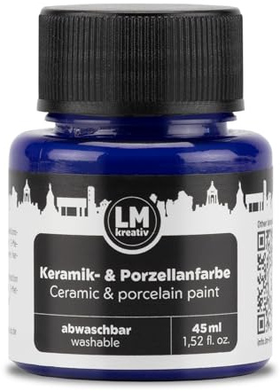 LM-Kreativ Keramik- & Porzellanfarbe 45 ml - Dunkelblau - Spülmaschinenfest. Glas- und Keramikfarbe, Ideal zum Tassen und Porzellan Bemalen, Kreative Projekte auf Glas