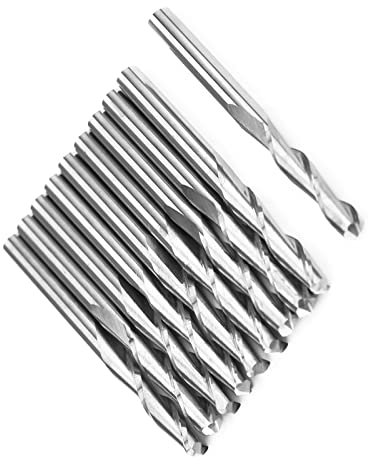 10 Stück 3,175 X 17 Mm Doppelnuten-Hartmetall-Kugelfräser für CNC-Bits, Hochwertiges Stahlmaterial, für Kupfer, Aluminium, die Meisten Kunststoffe, Schneiden und Gravieren mit
