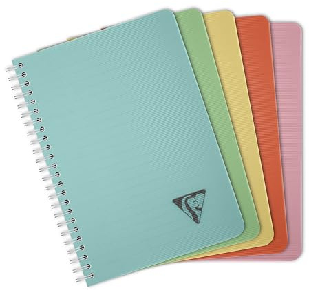 Clairefontaine 327546C - Spiralbuch Kladde Linicolor Essence, DIN A5 14,8x21 cm, 90 Blatt liniert, 90g, Einband aus PP, farbig sortiert, 1 Stück