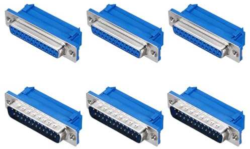 QUARKZMAN Connettore D-sub DB25 IDC Crimp Maschio Femmina Presa 25-pin 2-Row Maschio Femmina Breakout Terminale Porta Seriale per Attrezzature Meccaniche CNC Computer Confezione da 6