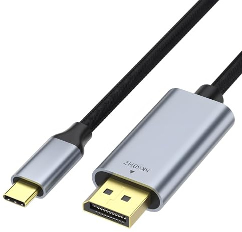 JCSJK USB-C to DisplayPort Cable 1.4 HDR, 8K@60Hz 4K@144/120Hz 2K@165Hz HDR Video Output Compatible with Thunderbolt 3/4 Type C to DP Devices for iPhone 15/16 Pro Max MacBook iPad Pro/Air iMac XPS