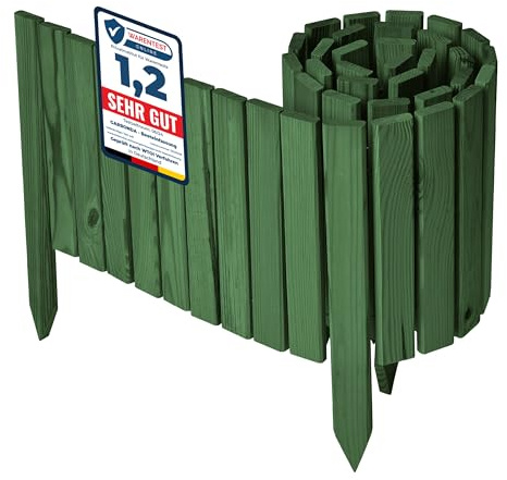 Garronda Rollborder Recinzione in legno flessibile 200 x 30 cm bordatura giardino bordura per aiuola staccionata in legno cordolo Decorazione da frutteti Palizzata GD-0149 Verde Scuro