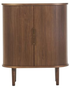 Miliboo Anrichte hoch, Vintage, mit Schiebetüren, dunkles Holz, Nussbaum, Länge 70 cm, Epic