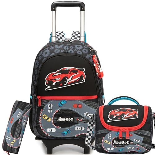 ZBAOGTW Boys Rolling Backpack for Kids 8-12 Trolley School Bag with Wheels Travel Backpack for Kids with Lunch Bag Set Back to School Supplies