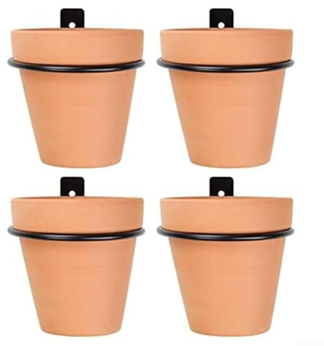 Hasaller Lot de 4 supports muraux en métal pour pot de fleurs - Support mural en fer noir pour intérieur et extérieur (20,3 cm)