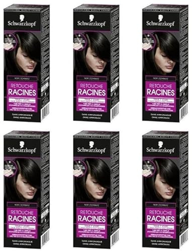 6x Schwarzkopf 7 Tage Retouche Ansatz-Kaschierung, Schwarz Haarfarbe für schnelle und einfache Ansatzbehandlung 60ml (6er Pack)