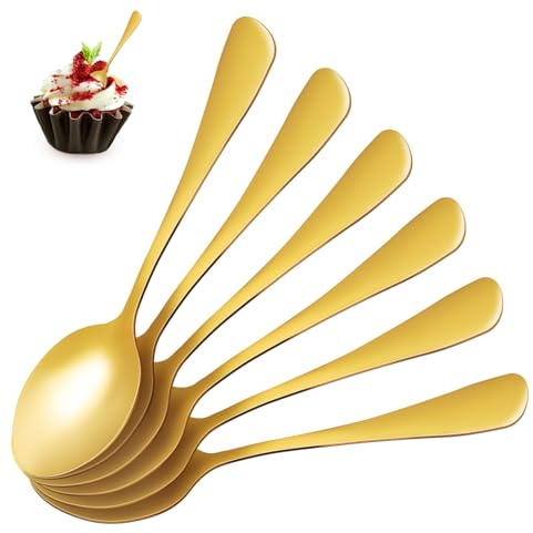UKCOCO Lot de 6 Cuillères à Café en Acier Inoxydable, Finition Polie, Prise en Main Confortable, Cuisine et Dégustation