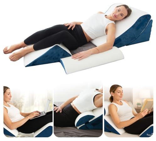 MKS 4-teiliges Keilkissen Set für Sofa & Bett | Vielseitiges Lesekissen und Lagerungskissen | Ergonomisch & flexibel einsetzbar | Keilkissen für Rücken, Beine & Knie mit waschbarem Bezug