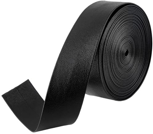 GORGECRAFT 5 m svarta konstläderremsor 30 mm breda vikbara läderband PU kanttrimning 1 mm tjockt lammskinn textur konstläder remmar flättråd för armband nyckelring smyckestillverkning gör-det-själv