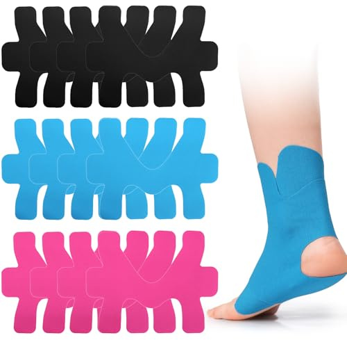 SPOKKI 12 Precut Kinesiotapes für Knöchel Kinesiotapes Vorgeschnitten Sprunggelenk Kinesiotapes Sprunggelenk Sport-Kinesiologie-Knöchelbandage für Knöchelverstauchungen und Verletzungsheilung