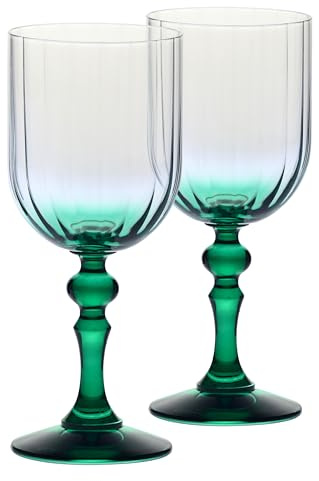 Vinglas KROSNO 300 ml med grön fot, set om 2 – för rött och vitt vin, mocktails och vatten – blyfritt kristallglas – tål diskmaskin – Celebration Moments Bubble