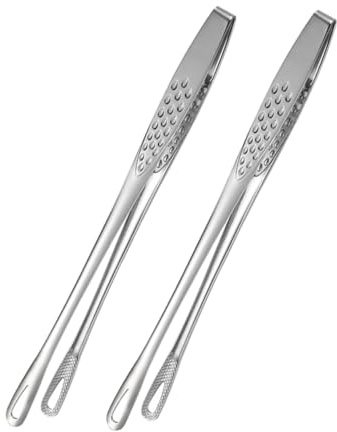 TOVINANNA 2pcs 304 Stainless Steel Food Tongs Japanese Style BBQ Clips Kitchen Serving Bread and Steak Clip for Cooking and Grilling