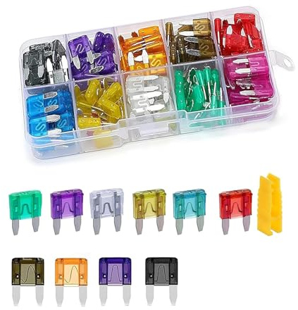 Yekoaru 120 PCS Car Fuses Assortment Kit, Mini Fuse Kit, Automotive Blade Fuses, Fit for Auto, Sedan, RV, Motorcycle (2A/3A/5A/7.5A/10A/15A/20A/25A/30A/35A)