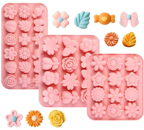 3 Pezzi Stampi in Silicone per Candele, Fondant Silicone Mold Fai Da, 3D | Stampi Fiori Girasole Margherita, Riutilizzabili e Antiaderente, Stampi Cioccolato Forma per Torte, Caramelle, Budini