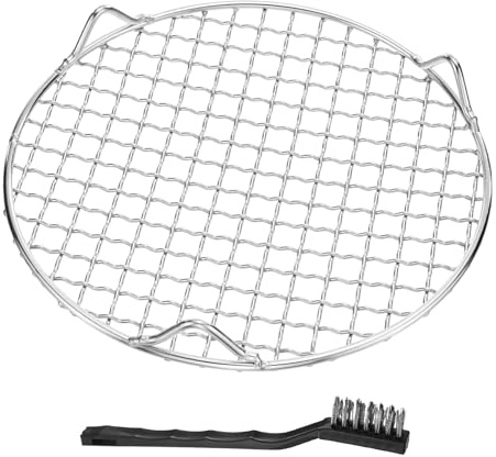 M METERXITY 1 Pack Wire Cooling Racks for Baking with Legs, Round Stainless Steel Cooling Racks for Cooking Baking Steaming BBQ, Dishwasher Safe [7.87'' x 2.6'', Free Cleaning Brush]