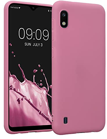 kwmobile Hülle kompatibel mit Samsung Galaxy A10 Hülle - weiches TPU Silikon Case - Cover geeignet für kabelloses Laden - Dark Rose