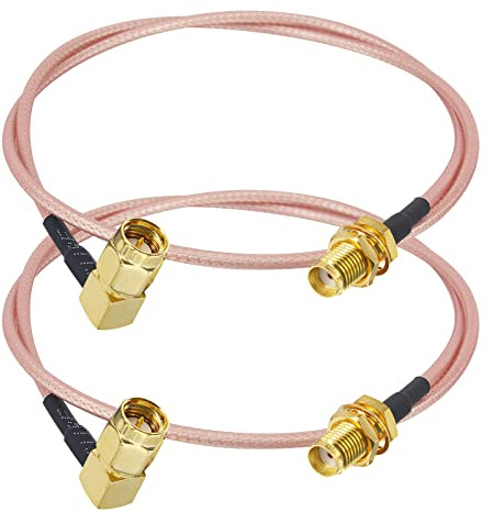 Boobrie Câble SMA Femelle à SMA Mâle à Angle Droit Câble RG316 50CM Câbles d'Antenne WiFi Câbles 90 Degrés Connecteur Femelle de Cloison pour Mobile Antenne WiFi 2 Pièces
