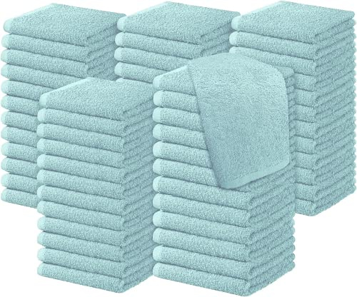 Diamond Tex Pack of 6, 12, 24, 36, 48, 96 Face Cloth 100% Egyptian Cotton Soft Flannels Set Quick Absorbent Washcloth 500-GSM Gym, Golf Hand Wash Towels 30x30cm (Sky Blue, 6)