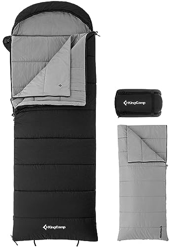 Kingcamp Flanellschlafsack Outdoor Winter, [Schlafsack mit abnehmbare Decke], 3-in-1 Schlafsäcke, XXL Schlafsack Baumwolle Warmer für 3-4 Jahreszeiten für Erwachsene beim Camping Abenteuern