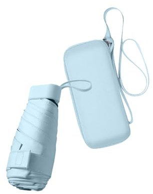 Yolispa Paraguas pequeño y compacto para sol y lluvia, protección UV, con funda para mujeres y niñas, Tranquil Blue, 14cm x 4.5cm