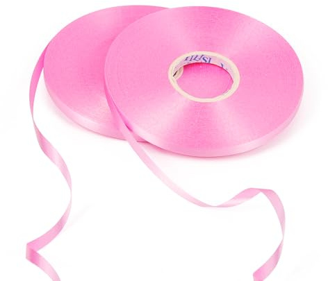 50m x 2 Rolls Pink Ribbon for Gift Wrapping - 5mm Balloon String for Christmas, Birthday, Crafts, Wedding Party Decoration
