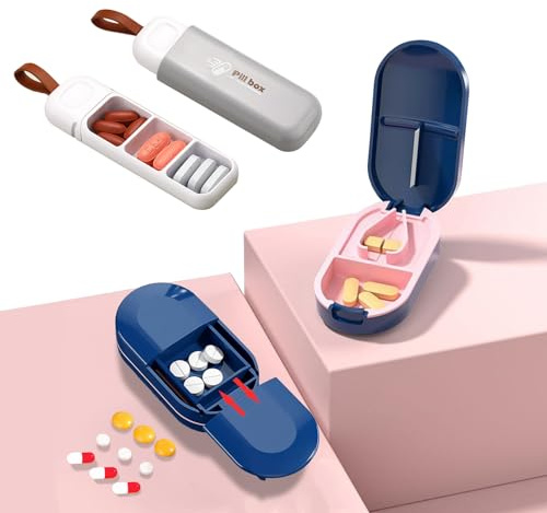 Tablettenteiler Tablettenbox Medikamentenbox Pill Box Pillendose Tabletten Organizer Pillenbox Klein 7 Tage 3 Fächer Morgens Mittags Abends, 2 Pack Sinupret & Pillenteiler