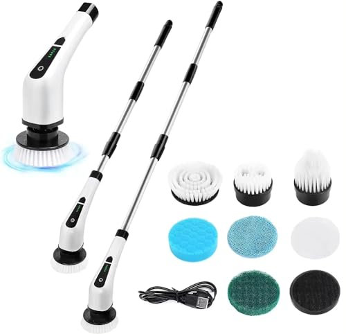 CELIGHT 7-in-1 Electric Spin Scrubber: Cordless Power for Effortless cleaning for Bathrooms(Jacuzzi,bathtubs), Kitchen Sink, Car,Floors, & Tiles Cleaning with an Adjustable Extension Handle.