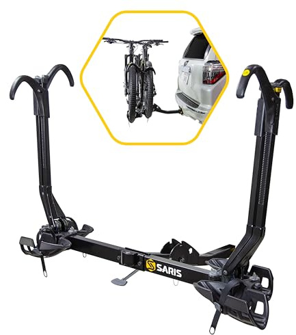 Saris SuperClamp G3 2-Bike HD Hitch Rack – Lightweight Platform Bike Carrier for Car, SUV, Truck – Tilting Design, Secure Wheel Clamping, Fits Road, Mountain, E-Bikes – 2 Hitch Receiver