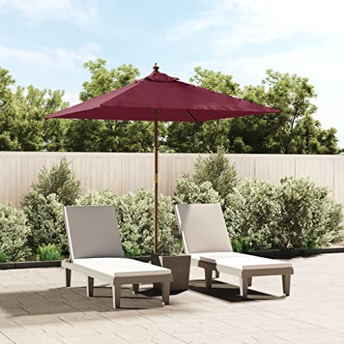 Iiaky Parasol de Jardin avec mât en Bois Rouge Bordeaux 198x198x231cm,Pied De Parasol,Parasol avec Pied Inclus,Parasol Balcon