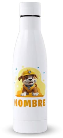 DEREGALOOS Botella Personalizada Infantil 700ml Rubble de Acero Inoxidable Reutilizable con Nombre. Libre de BPA para Escuela Regalo Original