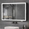 Buildonely Spiegelschrank Bad mit Beleuchtung 90 x 60 cm, Spiegelschrank Bad mit LED Beleuchtung, Badschrank mit Antibeschlag-Funktion und Spiegel, Touchscreen-Steuerung, Schwarz, Aluminiumlegierung