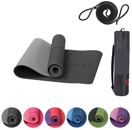 Habib Gruppe Premium Yogamatte Rutschfest 183x61 cm - Ökologische Sportmatte für Pilates & Yoga - Inkl. Tragegurt und Tasche - Ideal für Fitness & Gymnastik - Reise-Freundlich - Airex-kompatibel