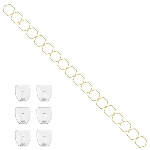TopHomer Gold Kettenspalier zum Aufhängen an der Wand mit Haken, Stütze für Pflanzenreben, Kletterpflanzenspalier für Haus, Garten, Hof, Büro, Terrasse