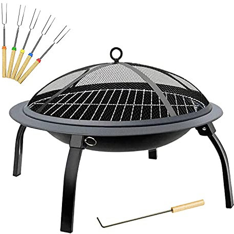 ZJFHEYUO Pozzo del Fuoco all'aperto, Barbecue in Acciaio a Legna, braciere con braciere a Rete, Camino all'aperto
